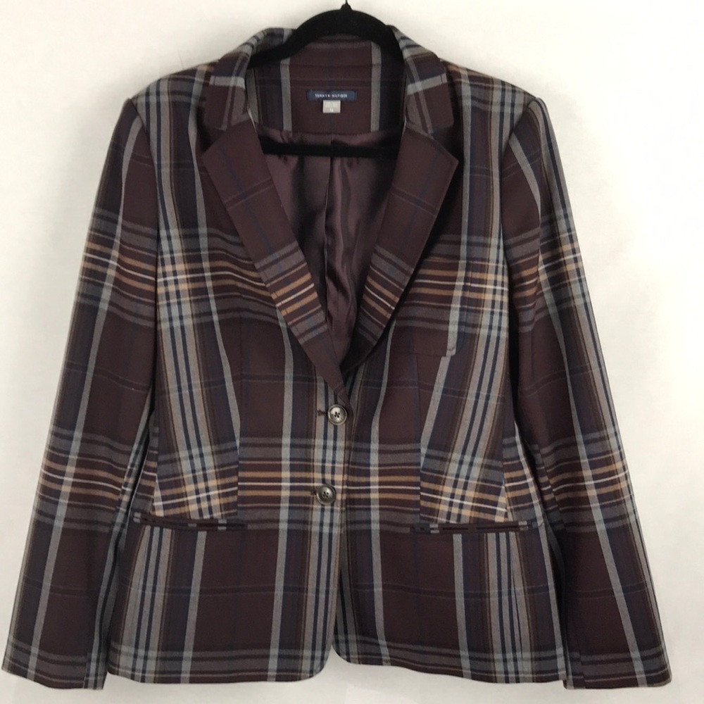 Tommy Hilfiger Plaid Blazer - Brown and Blue